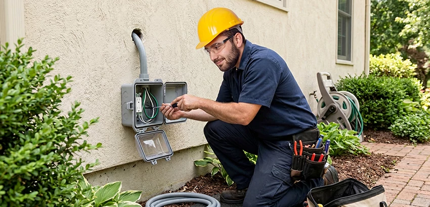 Outdoor Outlet Installation on Vinyl Siding in Medford
